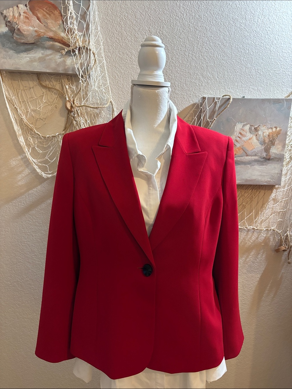 Kasper Women's Bold Red Single-Button Blazer